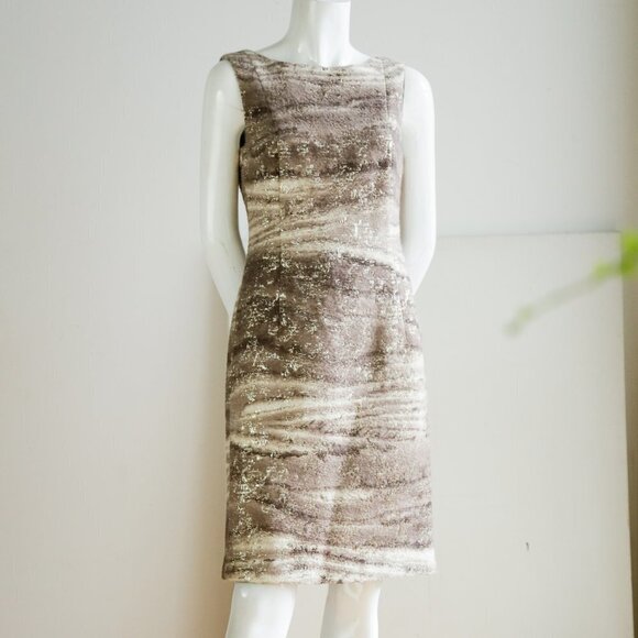 Lafayette 148 Wool Silk Blend Bronze Gold Dress - Picture 2 of 9